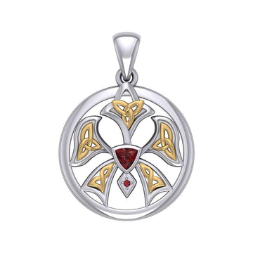 Abstract Orchid Silver and Gold Accents Pendant MPD3526 - Jewelry